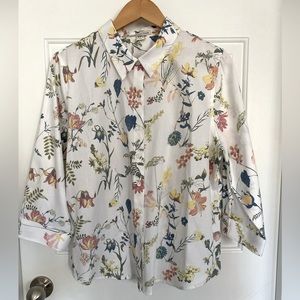 ❗️SOLD❗️Coldwater Creek White Floral Button Blouse Women’s 16P